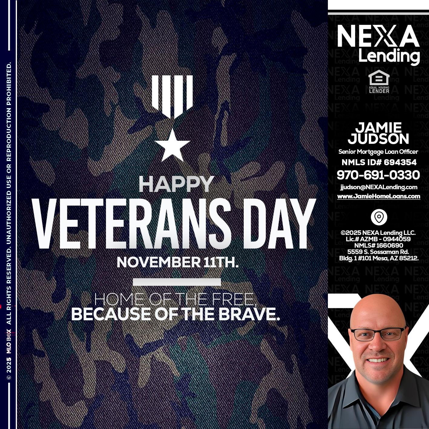 VETERANS DAY - Jamie Judson -Senior Mortgage Loan Officer