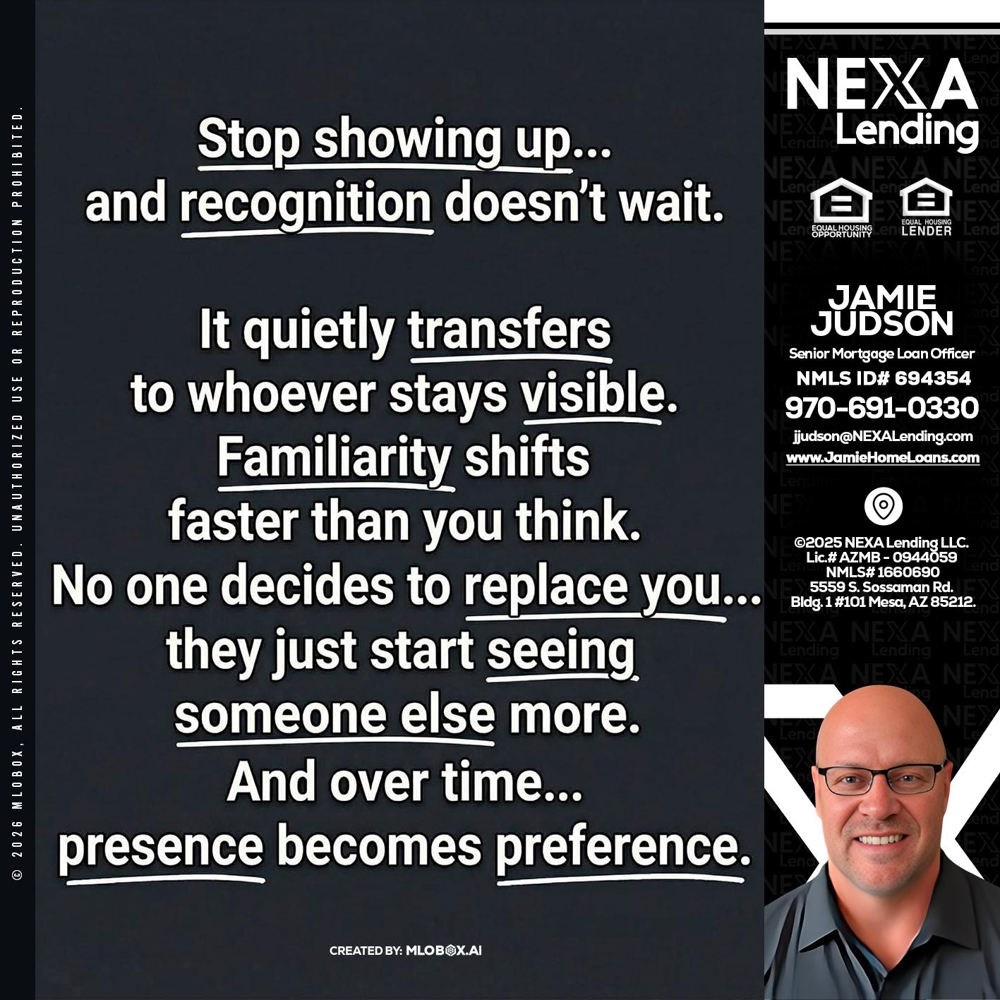 STOP SHOWING - Jamie Judson -Senior Mortgage Loan Officer