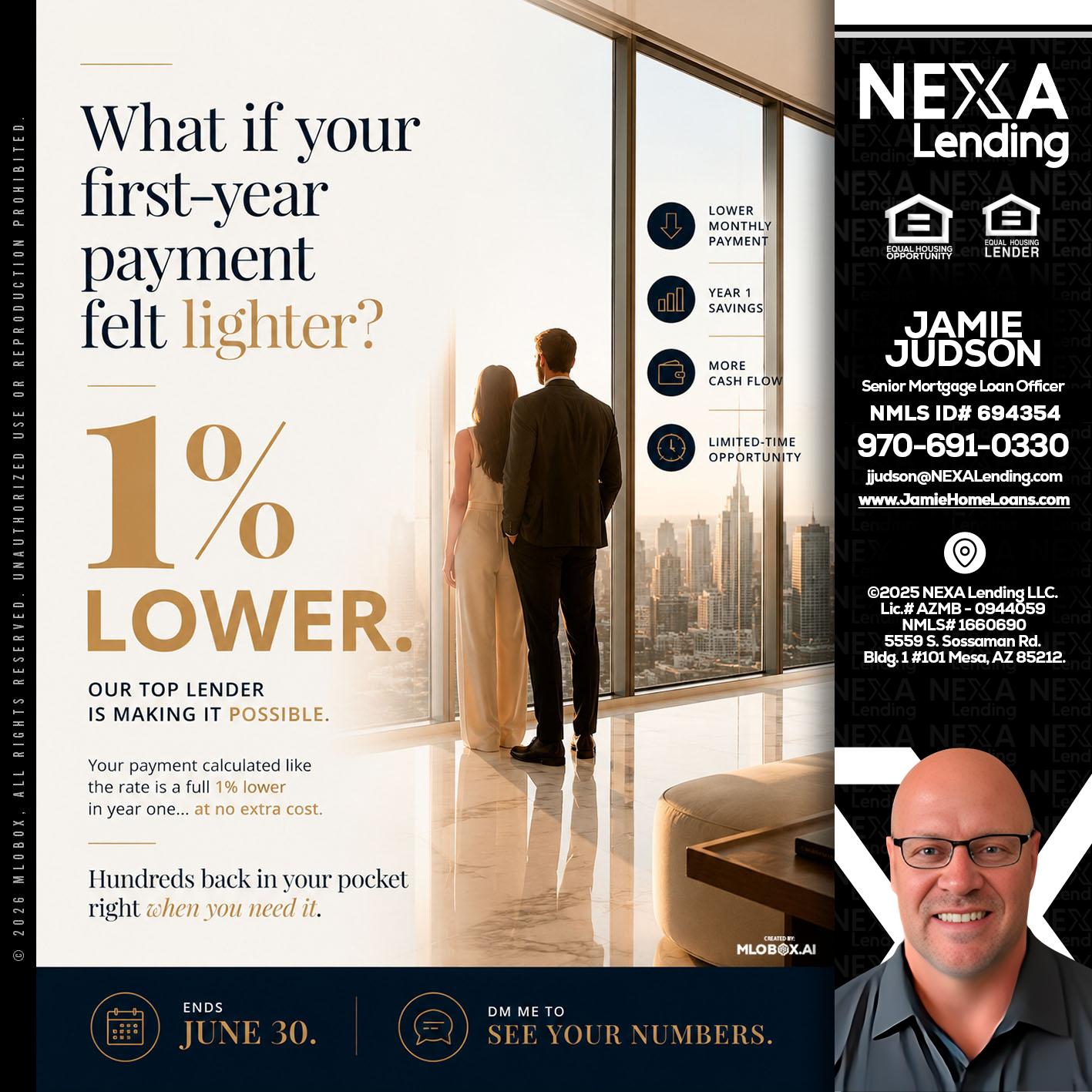 1% lower - Jamie Judson -Senior Mortgage Loan Officer