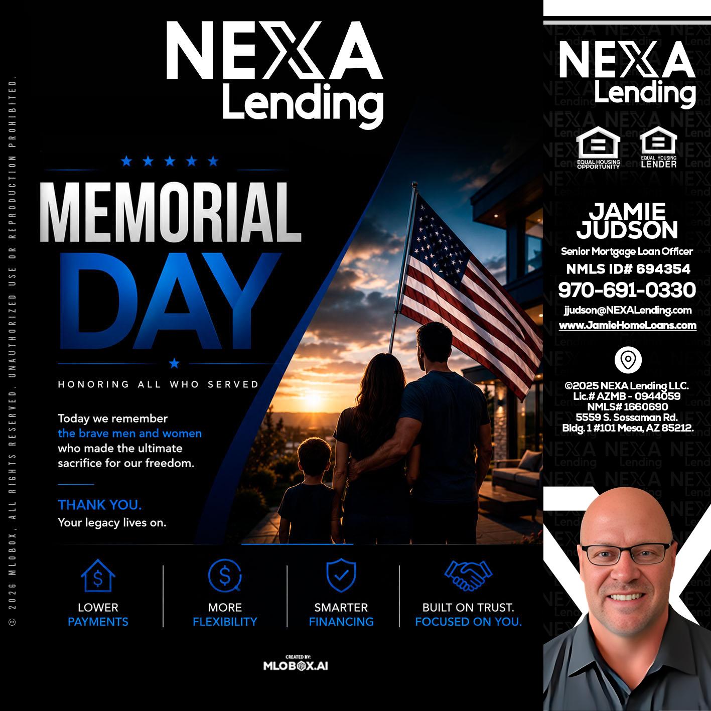 MEMORIAL DAY - Jamie Judson -Senior Mortgage Loan Officer