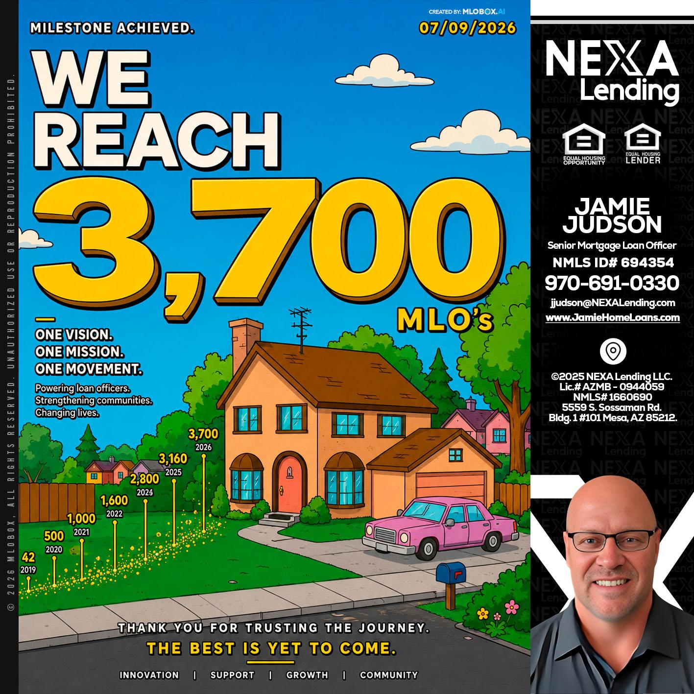 3,700 MLO's - Jamie Judson -Senior Mortgage Loan Officer
